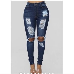 Fashion Nova. Say yes to distress jeans dark denim